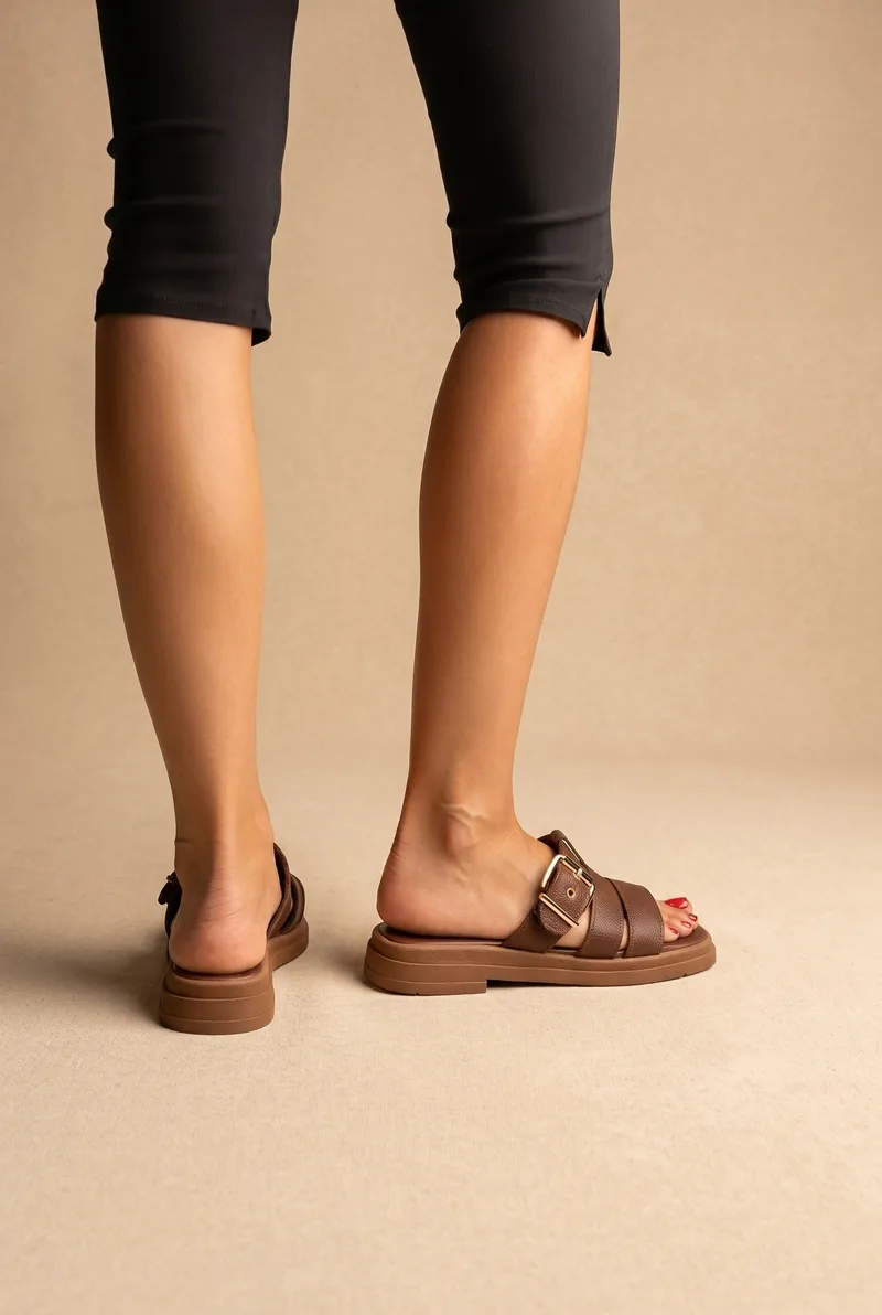 Mariella Fabiani Sandals Side Buckle Strap - 2632/17 - Brown Matte