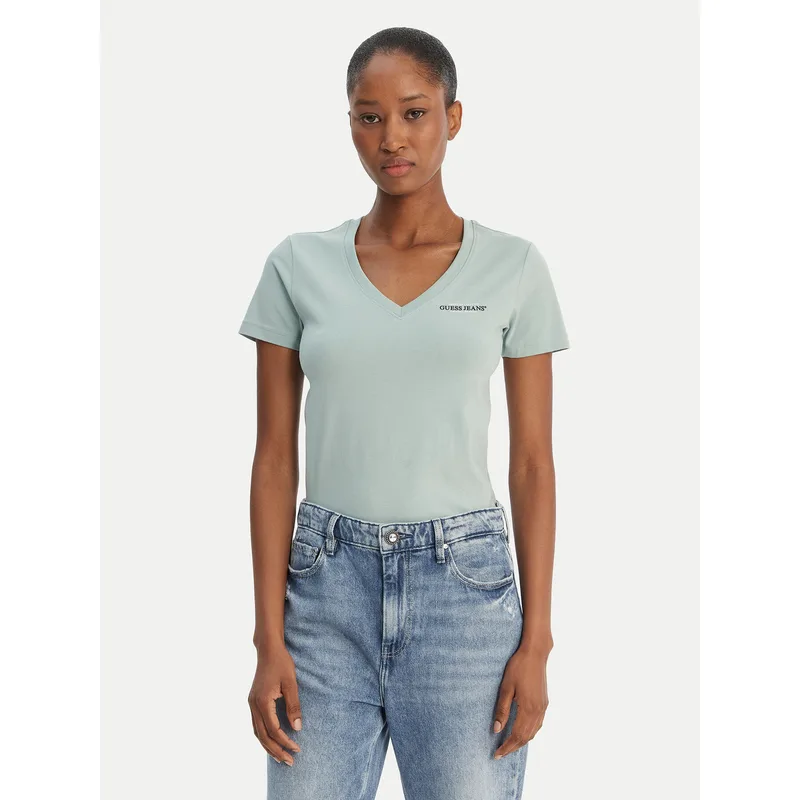 Guess Jeans T-Shirt W4YI23 J1314 Πράσινο Regular Fit