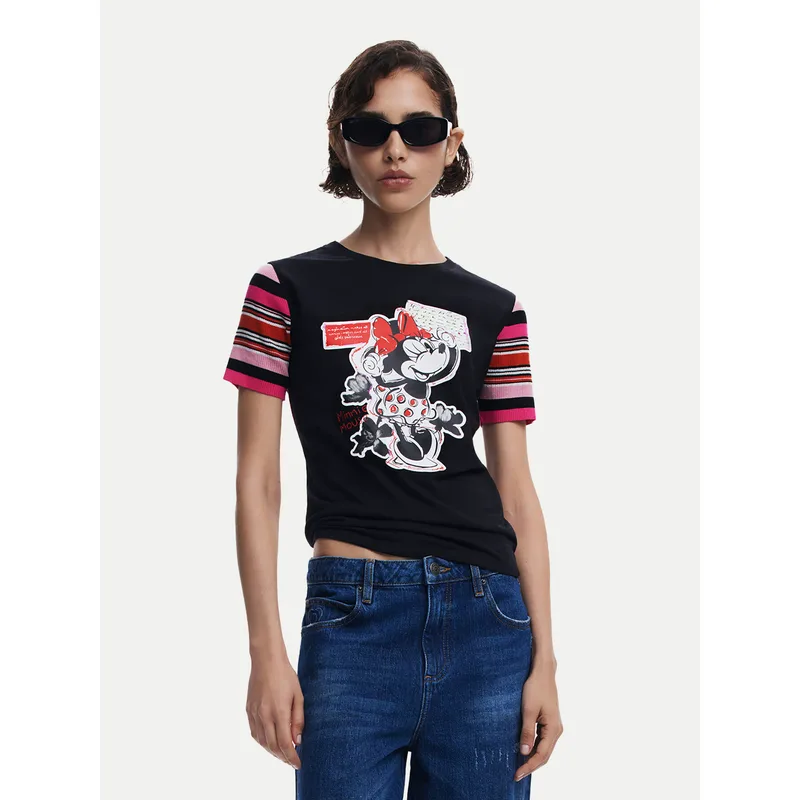 Desigual T-Shirt Minnie 25SWTK39 Μαύρο Slim Fit