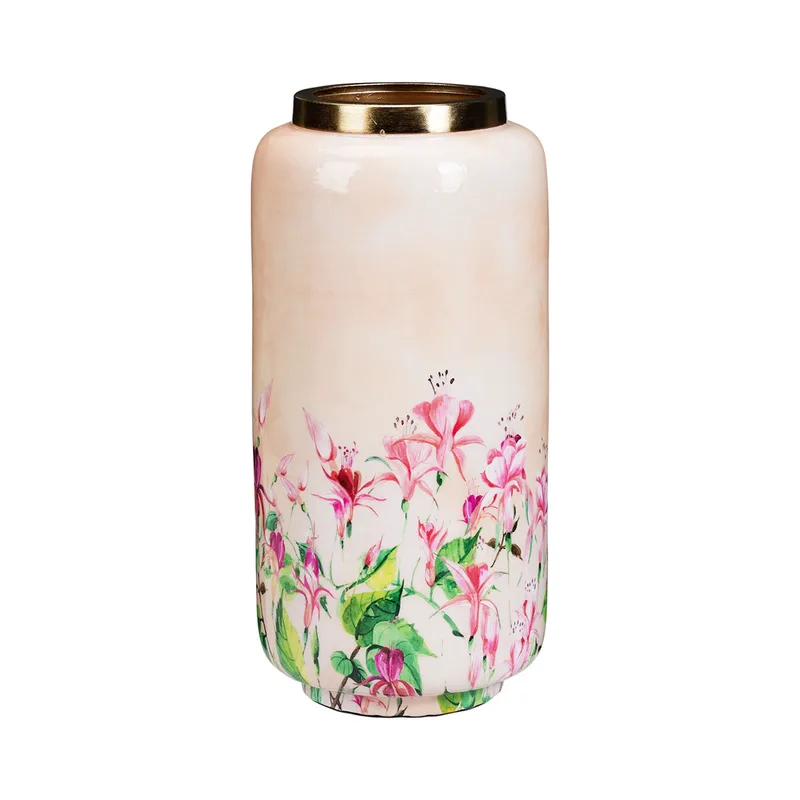 Διακοσμητικό Βάζο (Φ15x30) K-M Ροζ Flower A67825400