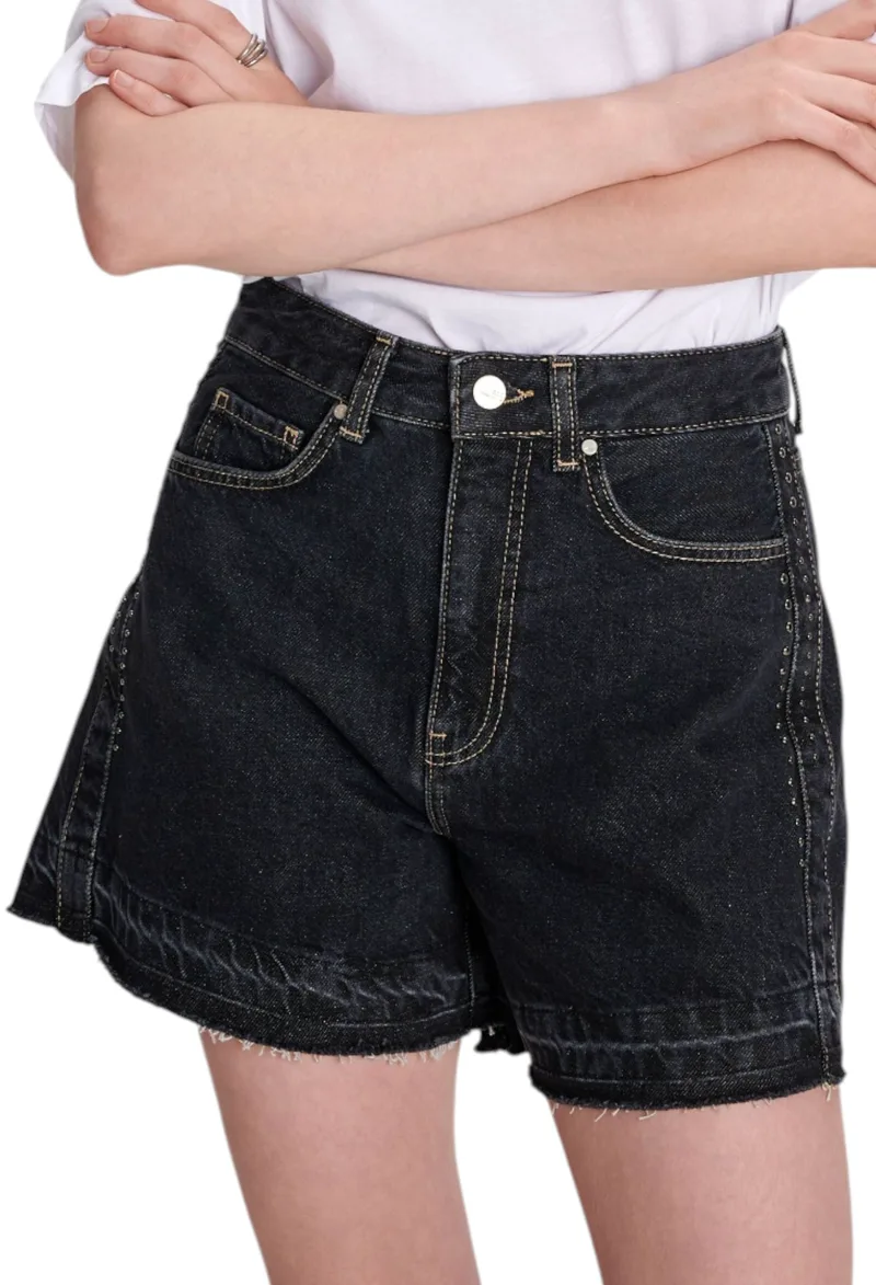 Σορτς Ale Τζιν Με Ξέφτια 8921855-BLACK Γυναικείο