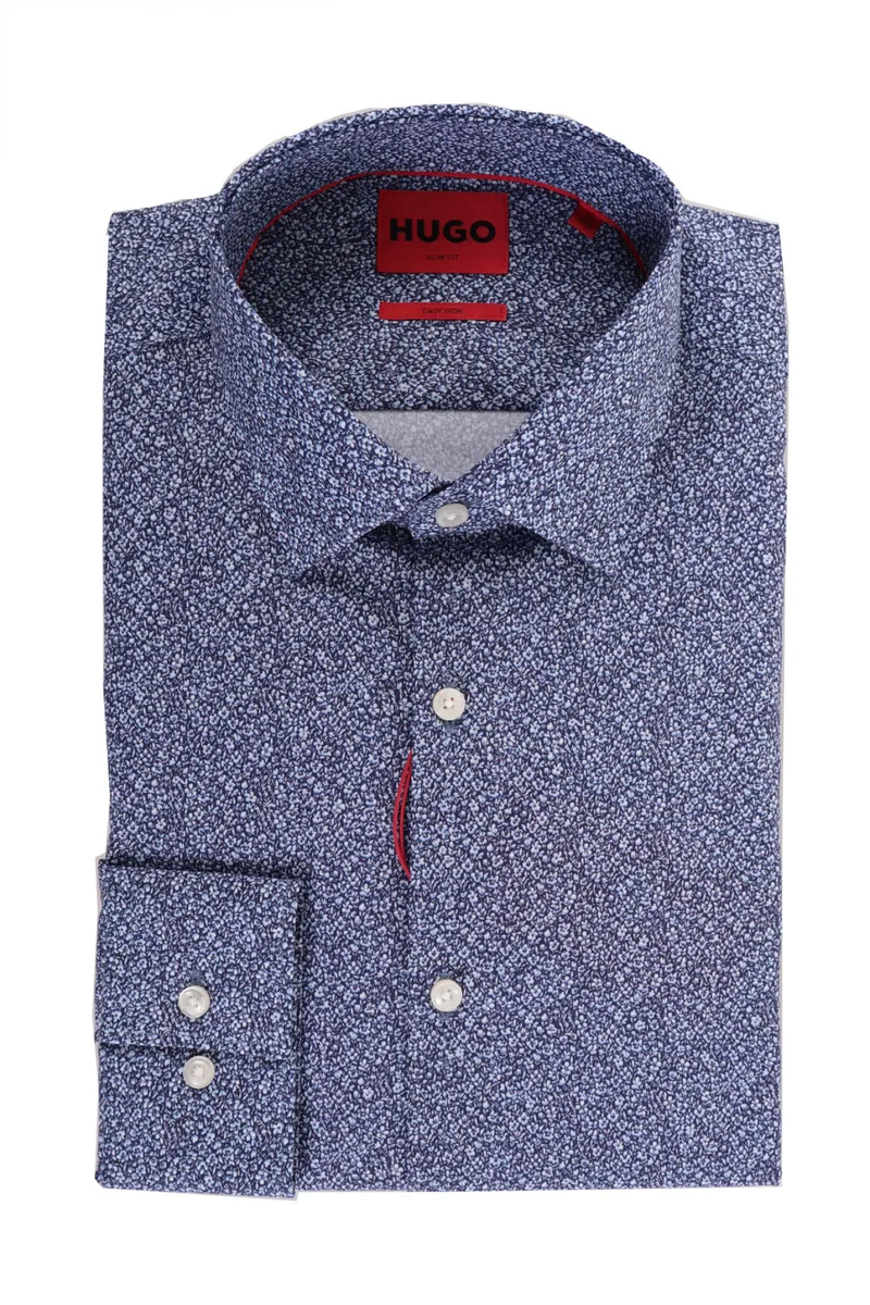 HUGO ΠΟΥΚΑΜΙΣΟ ΜΙΚΡΟΣΧΕΔΙΟ SLIM FIT EASY IRON KENNO ΜΠΛΕ