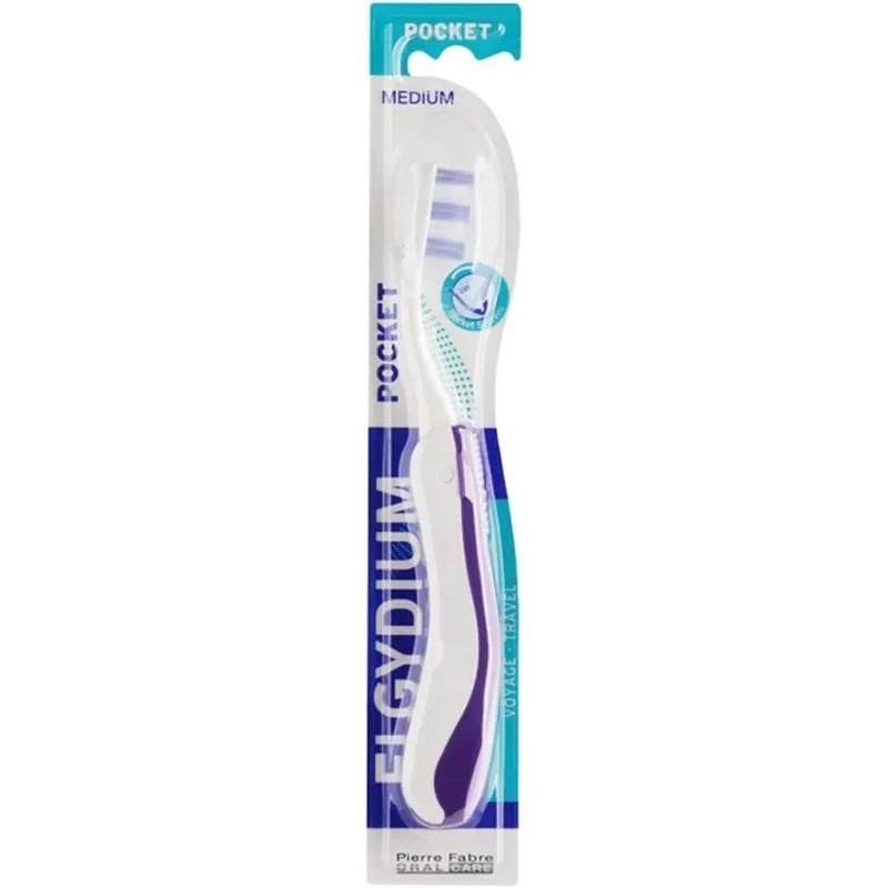 Elgydium Pocket Medium Travel Toothbrush Μέτρια Αναδιπλούμενη Οδοντόβουρτσα Ταξιδιού 1 Τεμάχιο - Μωβ