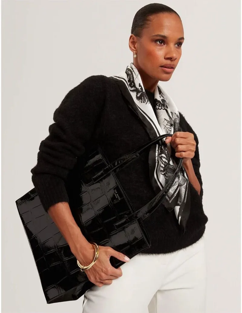 Ted Baker VANNDA Croc Effect Large Icon Bag 281935 Μαύρο