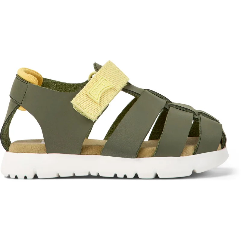 CAMPER Oruga - Πέδιλα Για Firstwalkers - Πράσινο, Μέγεθος 23, Smooth leather/Cotton fabric