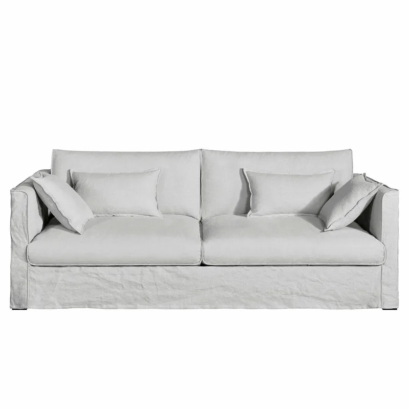 Καναπές από λινό γκοφρέ ύφασμα Μ102xΠ170xΥ87cm