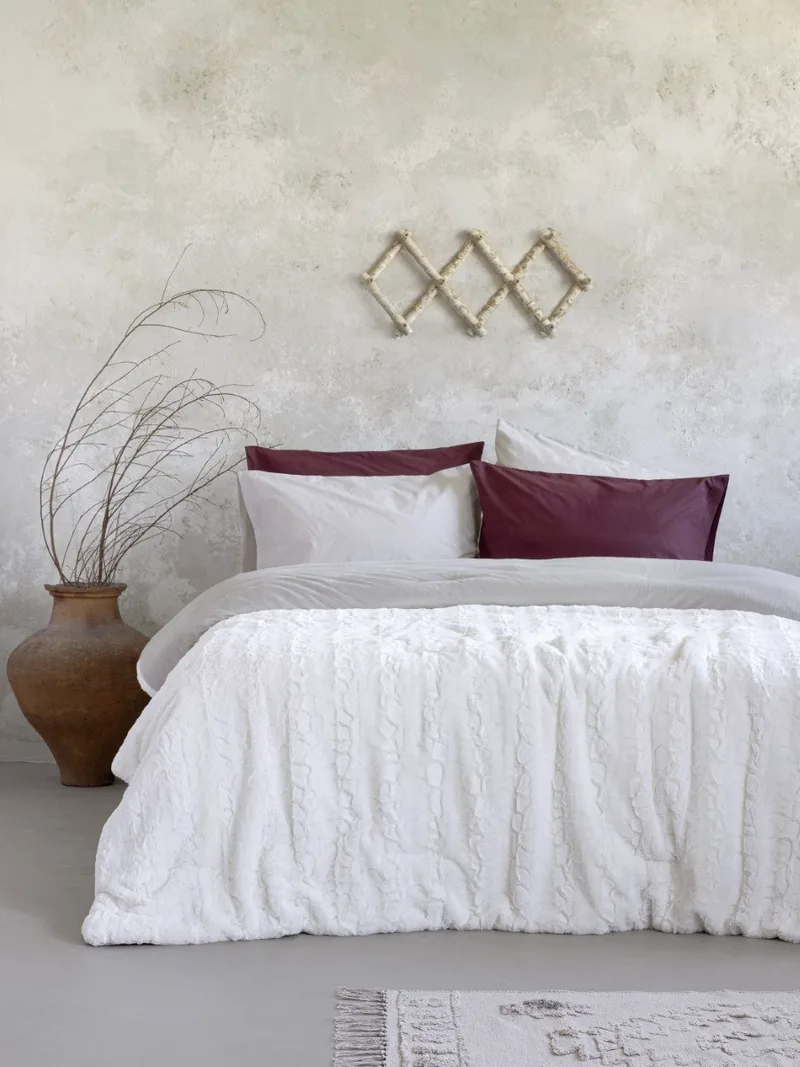 Κουβερτοπάπλωμα Μονό με Γούνα Nima Velure Cream 160x220