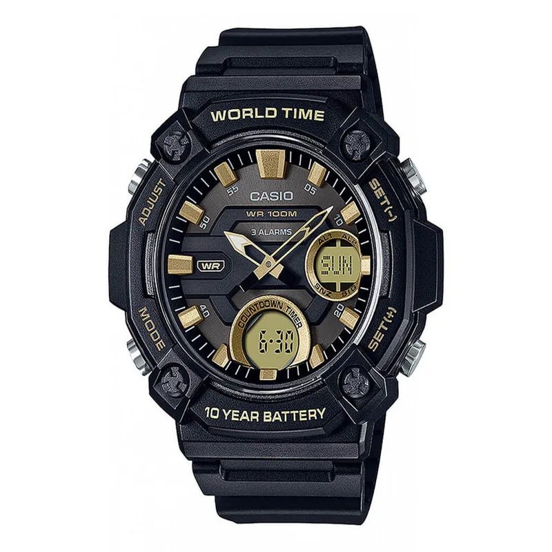 CASIO Standard Black Rubber Strap AEQ-120W-9AVEF