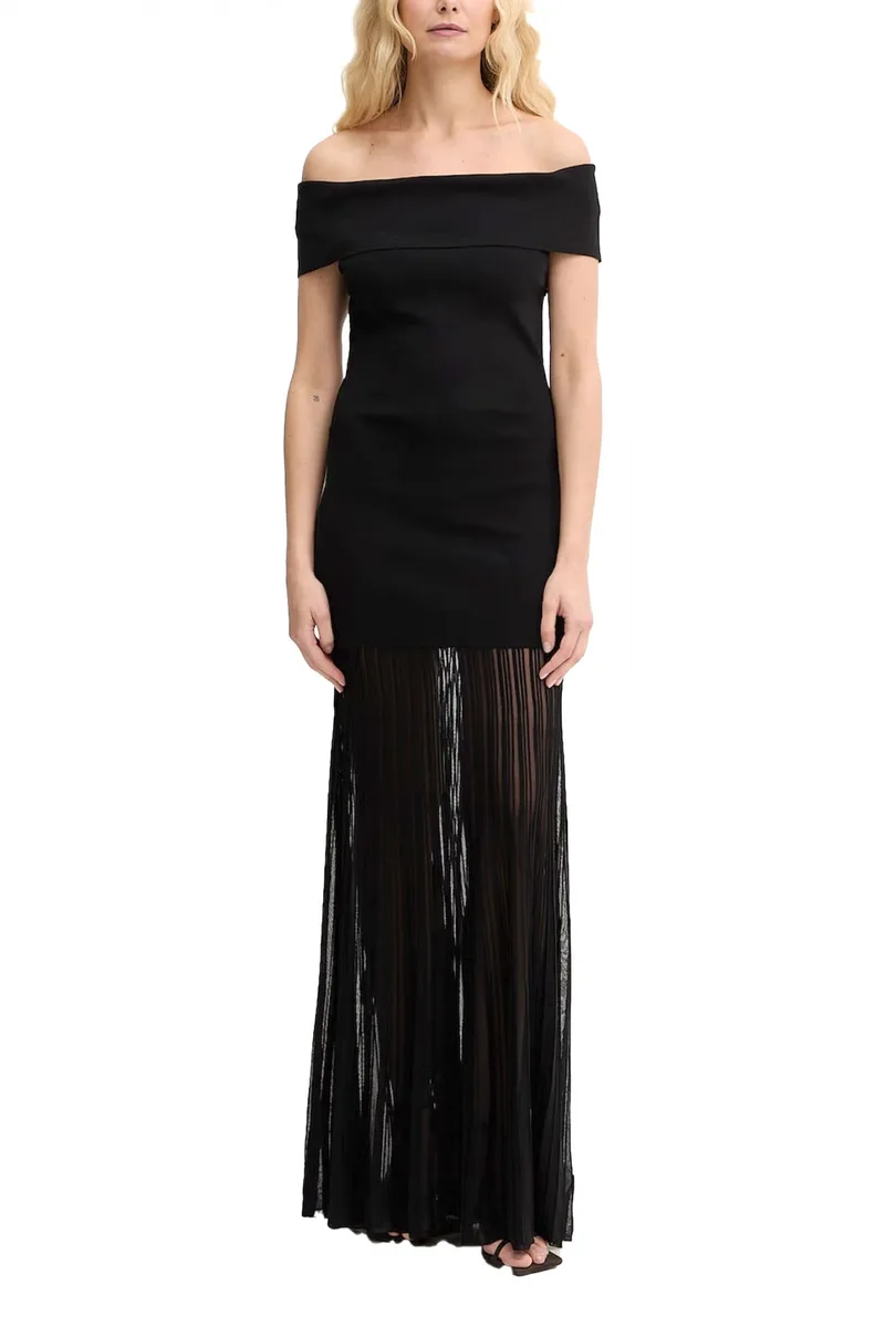 MICHAEL KORS ΦΟΡΕΜΑ MAXI C-THRU ΤΕΛΕΙΩΜΑ ΠΛΙΣΕ ΜΑΥΡΟ
