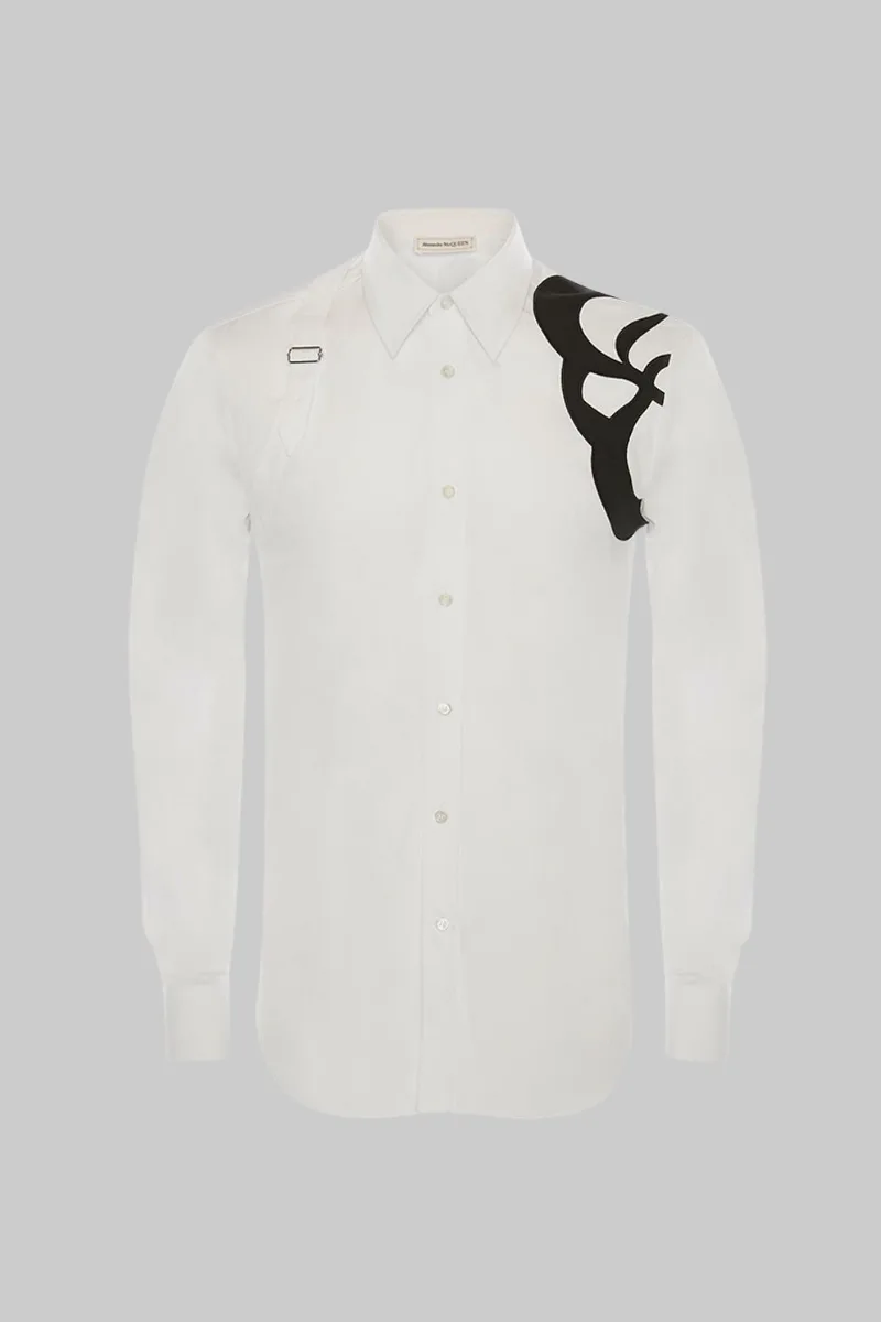 ALEXANDER MCQUEEN Ανδρικό Λευκό Logo Embroidery Harness Shirt