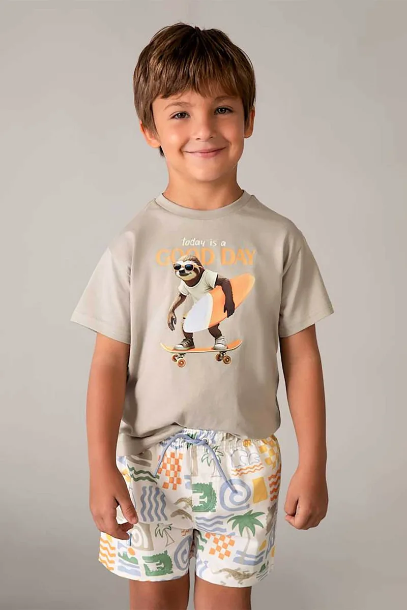 Mayoral παιδικό μαγιό βερμούδα με all-over print - 3612-S26 Κρέμ