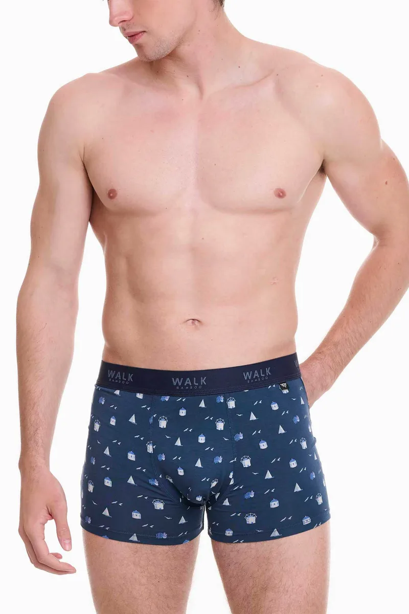Walk ανδρικό μπόξερ με all-over print - W1770-77 Σκούρο Μπλε