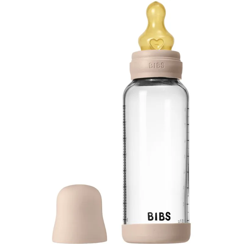 BIBS Baby Glass Bottle Round Latex μπιμπερό κατά των κολικών Blush 240 ml