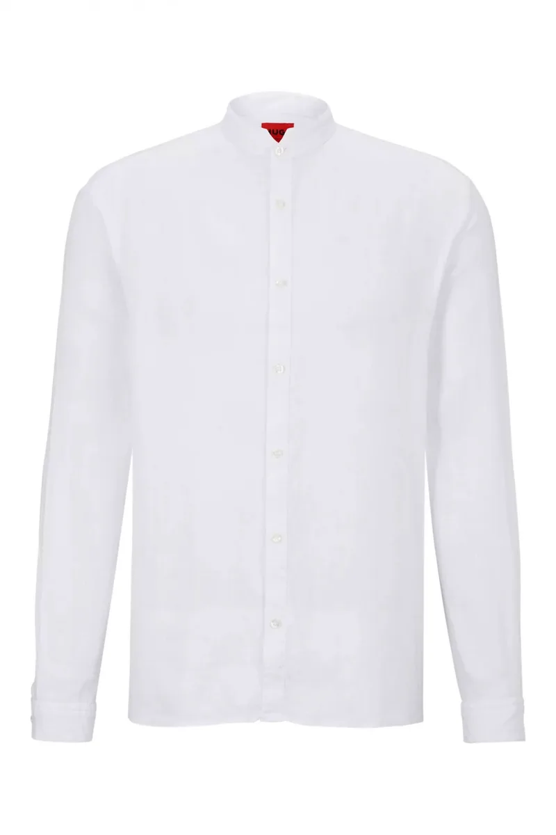 HUGO ΠΟΥΚΑΜΙΣΟ ΜΑΟ ΛΙΝΟ SLIM FIT ELVORY ΛΕΥΚΟ