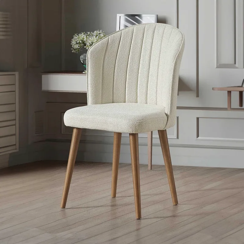 Σετ Καρέκλες (4 Τμχ) Rubi - Cream, Walnut 107Bck1188 (52x85x42 cm)