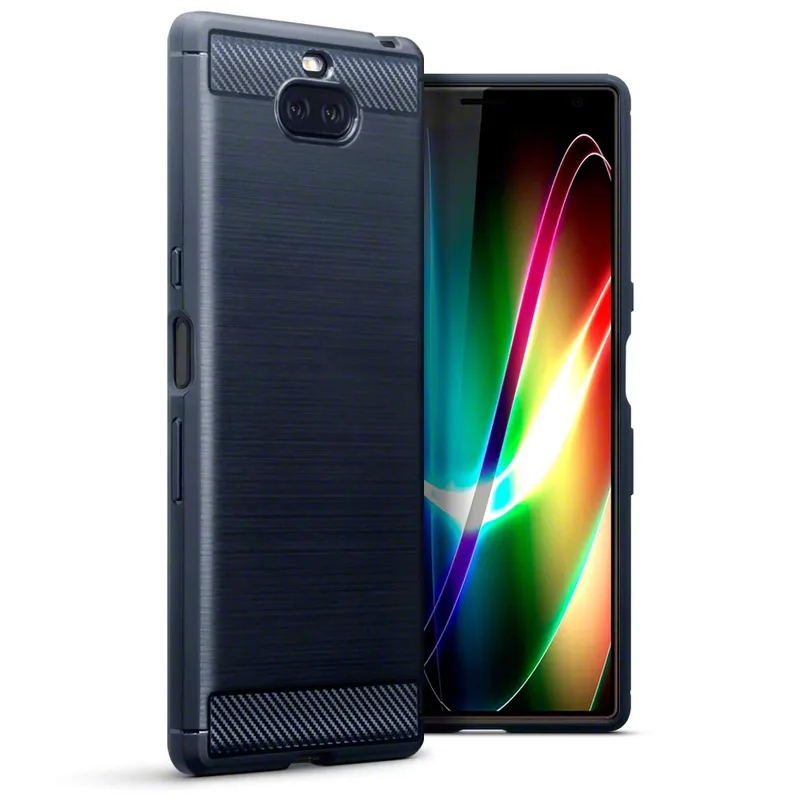 Terrapin Θήκη Σιλικόνης Carbon Fibre Design Sony Xperia 10 Plus - Blue (118-005-497)