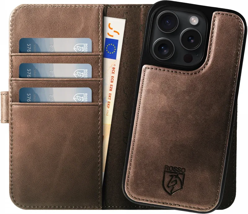 Κόκκινο Elite - MagSafe Δερμάτινη Θήκη / Πορτοφόλι - Apple iPhone 14 Pro - Brown (8719246420108)