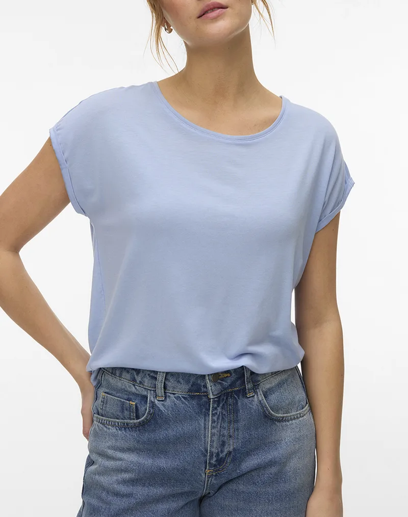 VERO MODA VMAVA PLAIN SS TOP JRS NOOS 10284468-Brunnera Blue LightBlue