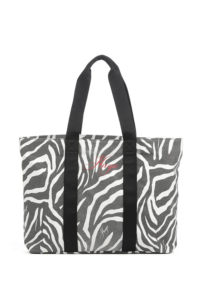 Hugo Boss γυναικεία τσάντα tote με animal print "Becky" - 50563010 Ασπρόμαυρο