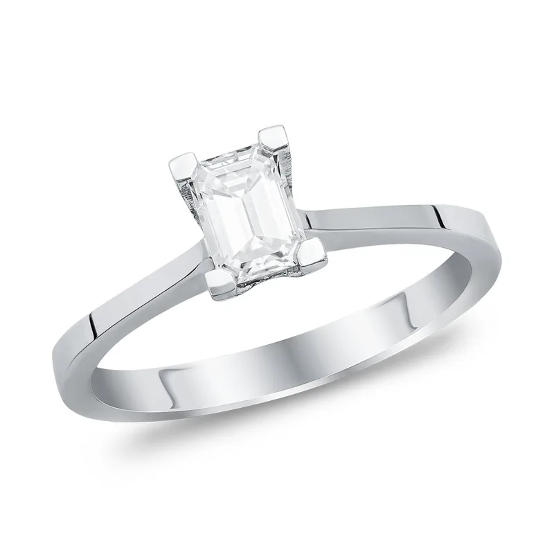 Μονόπετρο Δαχτυλίδι Με Διαμάντια Emerald από Λευκό Χρυσό Κ18 R27928