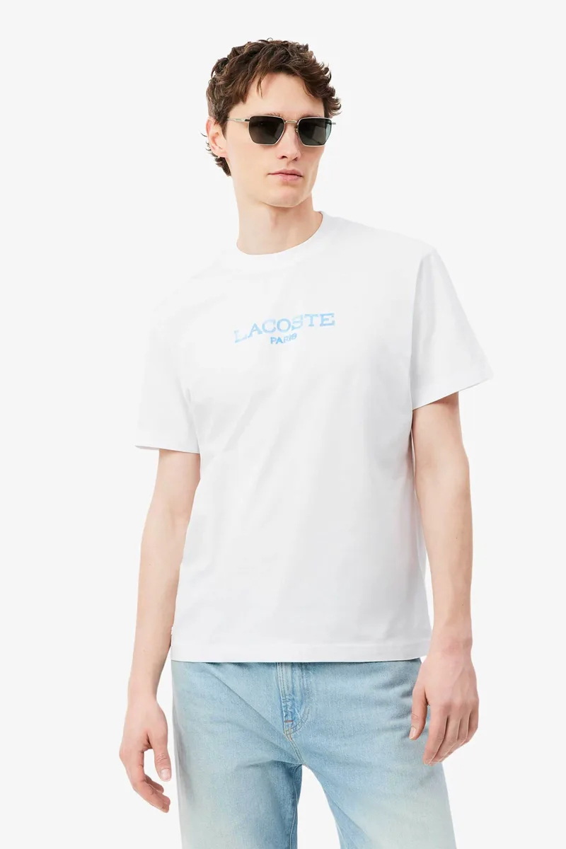 Lacoste ανδρικό T-shirt με logo print Classic Fit - TH1435 Λευκό