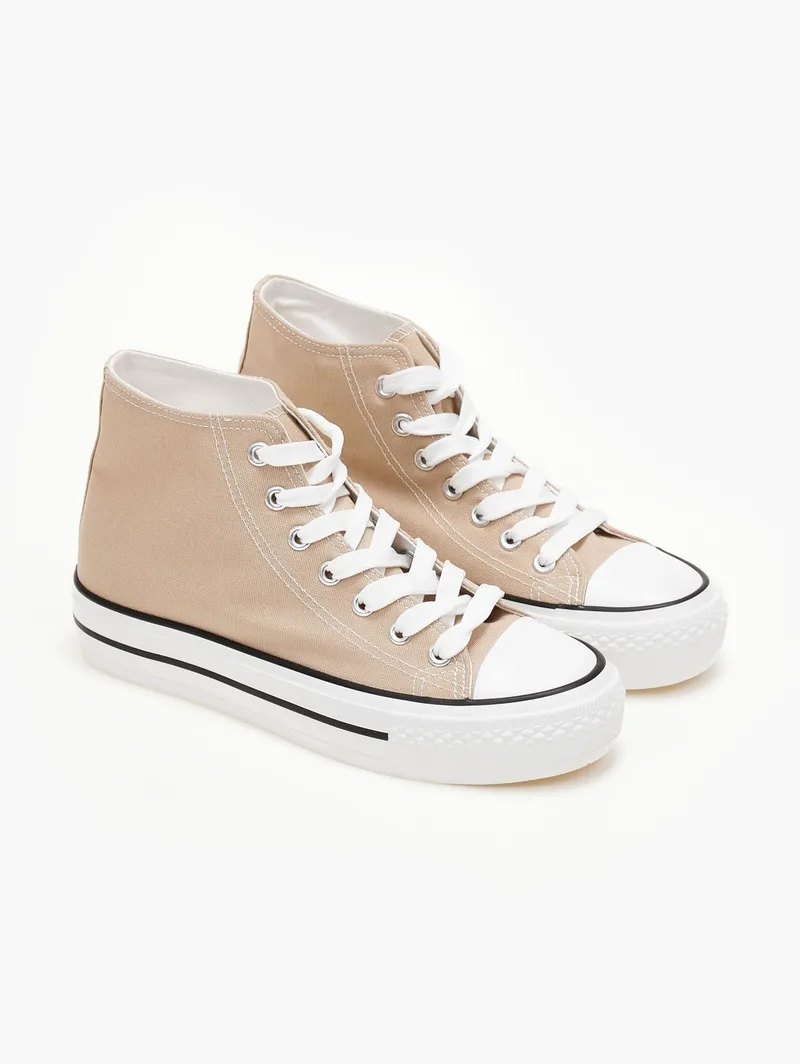 ERYNN Canvas High-top Sneakers - 8899 - Taupe