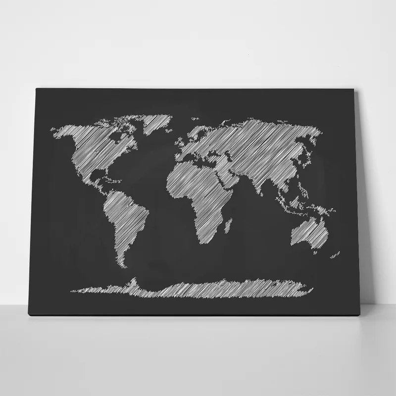 Πινακας σε καμβά CHALKBOARD WORLD MAP