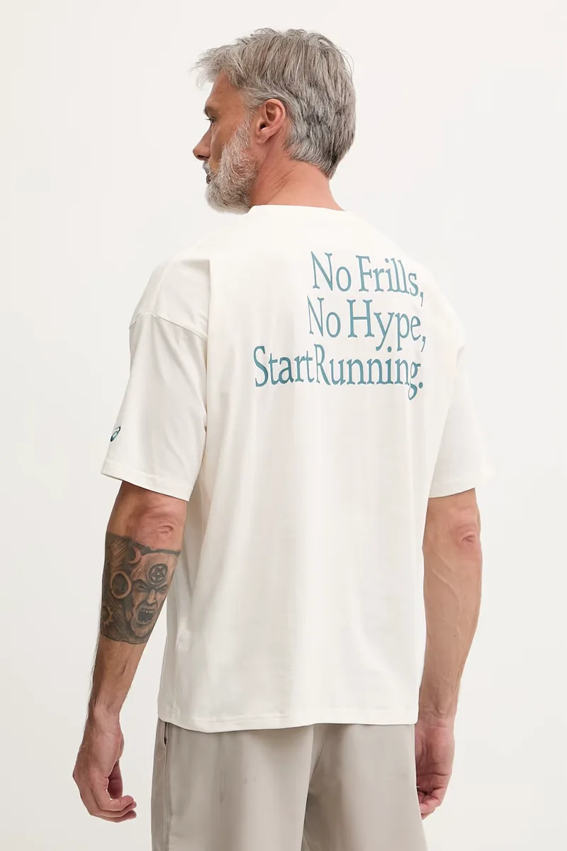 Asics t-shirt για τρέξιμο Ανδρικό με βαμβάκι RUNNER MESSAGE