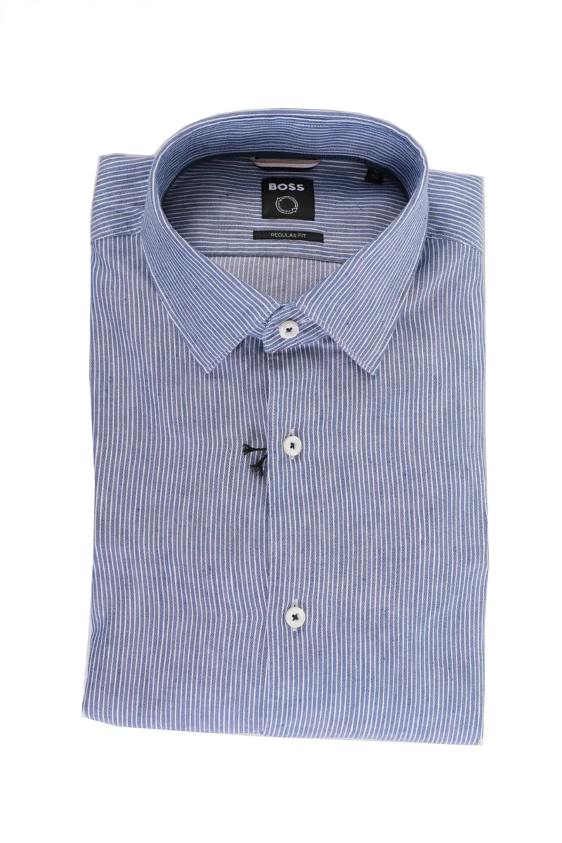 BOSS ΠΟΥΚΑΜΙΣΟ ΡΙΓΕ REGULAR FIT C-JOE-SOFT-C1-214 ΓΑΛΑΖΙΟ