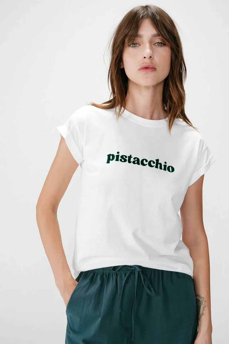 Grace & Mila γυναικείο T-shirt με lettering Regular Fit "Wylo" - WYLO Πράσινο Σμαραγδί