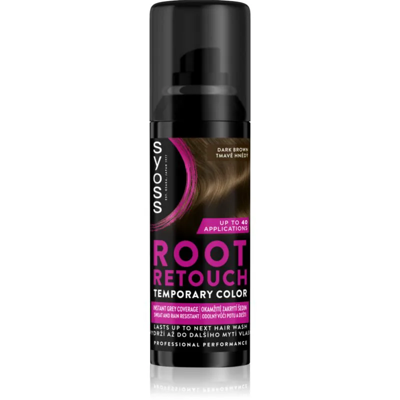 Syoss Root Retoucher βαφή για τη ρίζα με χρώμα σε σπρέι απόχρωση Dark Brown 120 ml