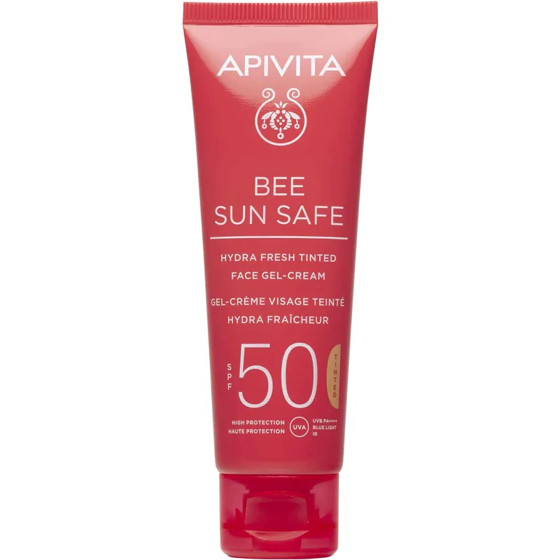 Apivita Bee Sun Safe Hydra Fresh Tinted Face Gel-Cream With Marine Algae & Propolis Spf50, Light Texture 50ml