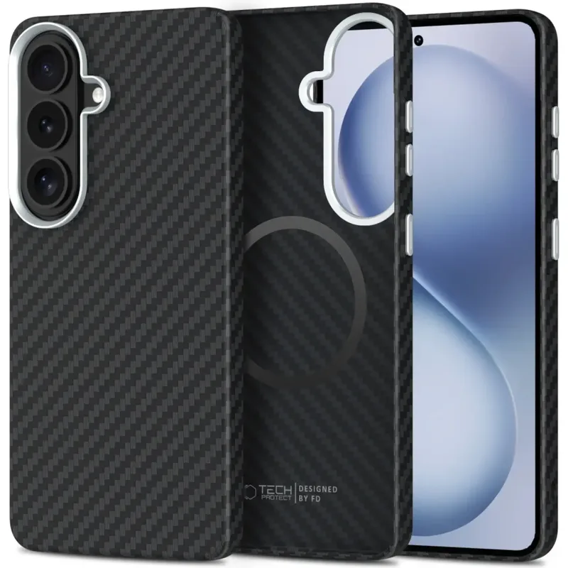 Θήκη Samsung Galaxy S26 Tech-Protect Ion Carbon Σκληρή με MagSafe - Black / Silver (5906302390519)
