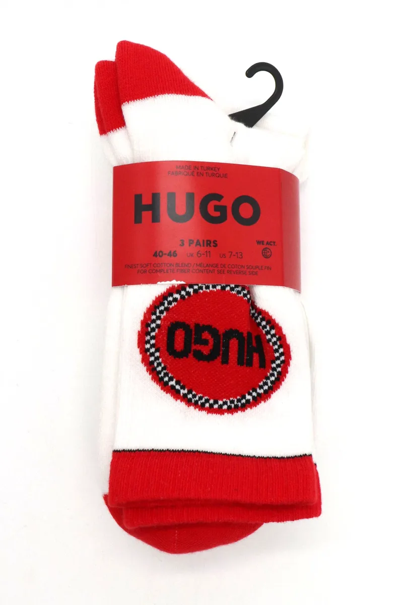 HUGO ΚΑΛΤΣΕΣ 3P QS RIB RACING CC LOGO ΛΕΥΚΟ-ΚΟΚΚΙΝΟ