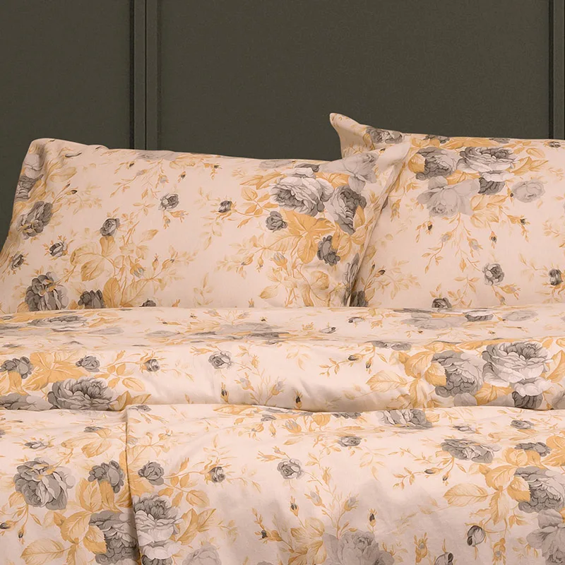 Φανελένιες Μαξιλαροθήκες Σετ 53x72 Melinen Winter Peonia Grey