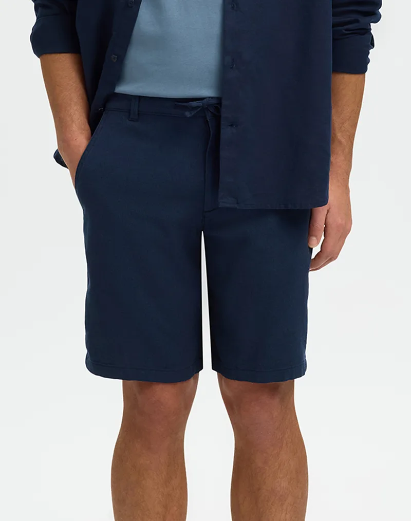 SELECTED SLMREGULAR-BRODY LINEN BLD SHORTS NOOS 16087638-Dark Sapphire DarkBlue