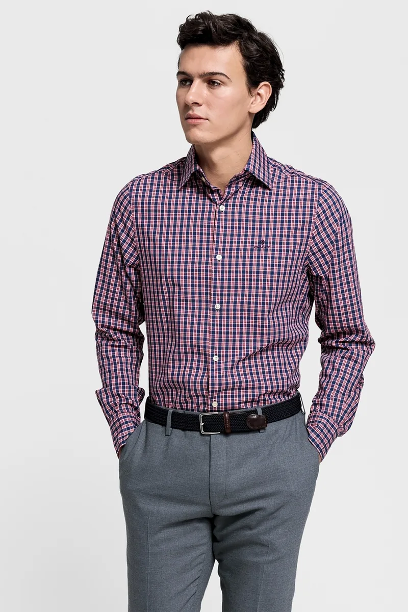 Gant ανδρικό πουκάμισο καρό Slim Fit Tech Prep™ - 3008226 Κόκκινο