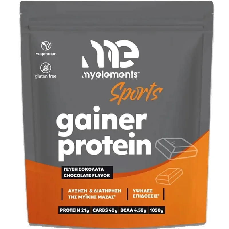 My Elements Sports Gainer Protein Συμπλήρωμα Διατροφής Πρωτεΐνης με Υδατάνθρακες, Κρεατίνη & Μίγμα Βιταμινών για Αύξηση & Διατήρηση Μυϊκής Μάζας & Υψηλές Επιδόσεις με Γεύση Σοκολάτα 1050g - Chocolate Flavor