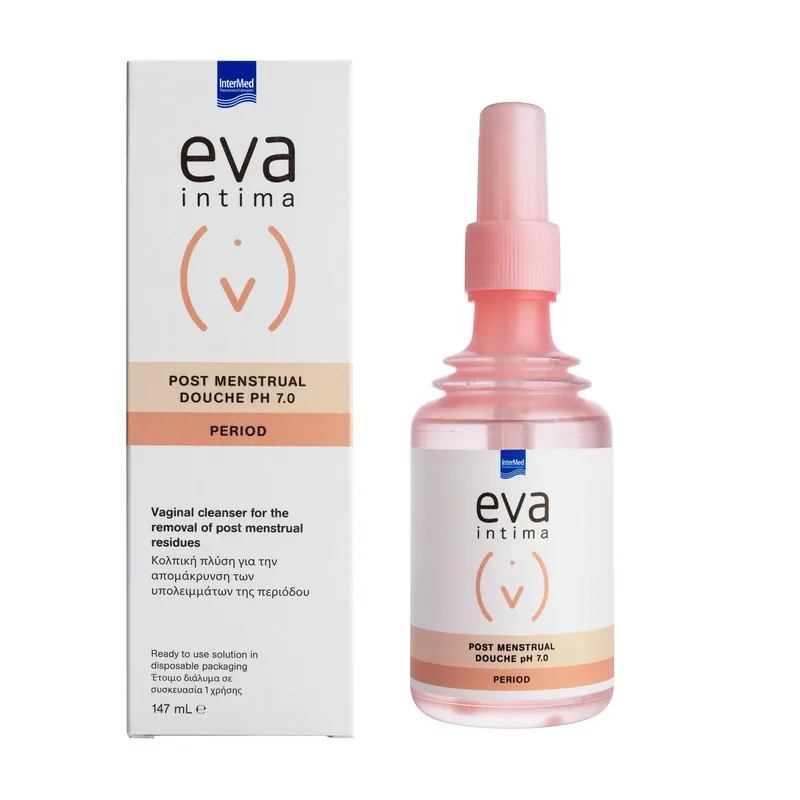 Intermed Eva Intima Post Menstrual Douche pH 7.0 Κολπική Πλύση για την Απομάκρυνση των Υπολειμμάτων της Περιόδου 147ml