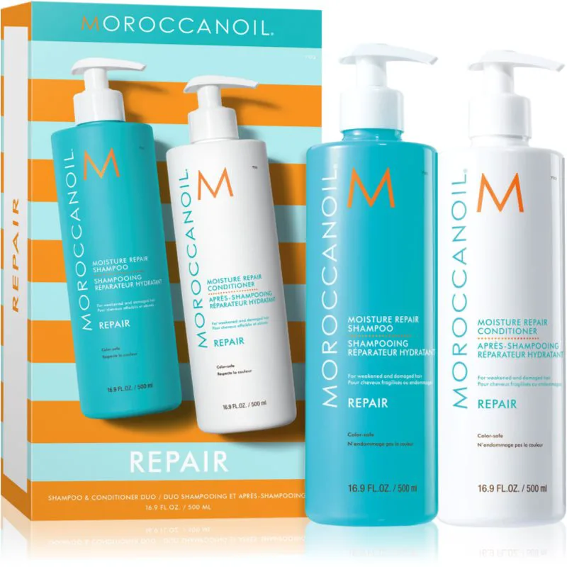 Moroccanoil Repair Shampoo & Conditioner Duo Σετ για κατεστραμμένα, χημικά επεξεργασμένα μαλλιά