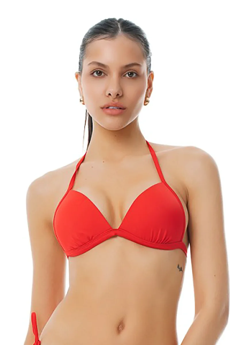 Bluepoint γυναικείο μαγιό bikini τρίγωνο top δετό με push up ενίσχυση ''Solids''-26066089-07