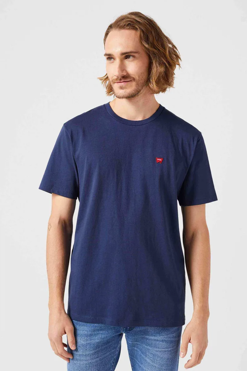 Wrangler® ανδρικό T-shirt με κεντημένο λογότυπο Regular Fit "Sign Off" - 112350434 Μπλε Σκούρο
