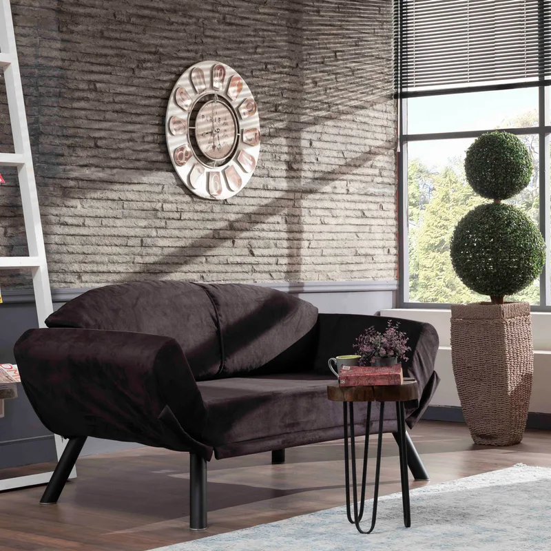 Διθέσιος Καναπές-Κρεβάτι Genzo - Black 859Ftn1220 (177x87x75)