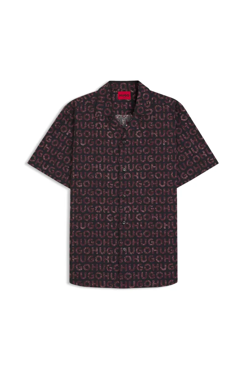 Hugo Boss ανδρικό πουκάμισο με all-over print Relaxed Fit "Ellino" - 50555792 Καφέ Σκούρο