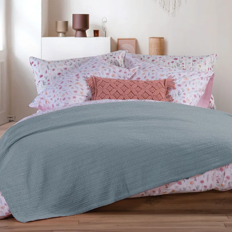 Κουβέρτα Πικέ Μονή (160x240) Nef-Nef Homeware Cool Dusty Blue
