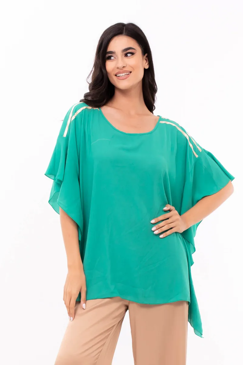 ΠΟΥΚΑΜΙΣΑ PLUS SIZE ΜΕ ΧΡΥΣΗ ΤΡΕΣΑ ΣΤΟΥΣ ΩΜΟΥΣ ΠΡΑΣΙΝΟ