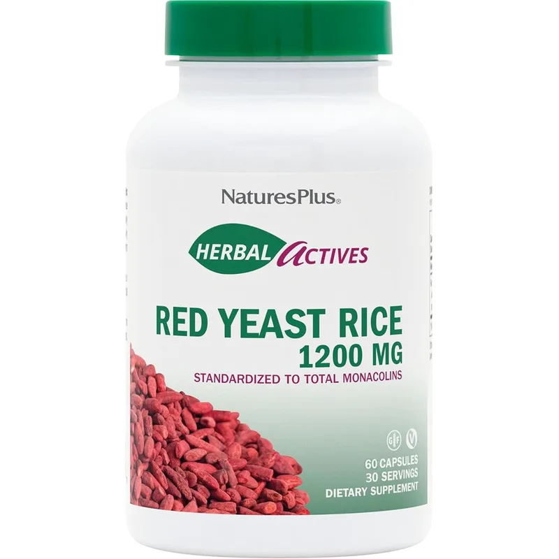 Natures Plus Red Yeast Rice 1200mg Συμπλήρωμα Διατροφής Εκχυλίσματος Κόκκινης Μαγιάς Ανεπτυγμένης σε Ρύζι για την Προστασία του Καρδιαγγειακού Συστήματος Κατά της Χοληστερίνης 60caps