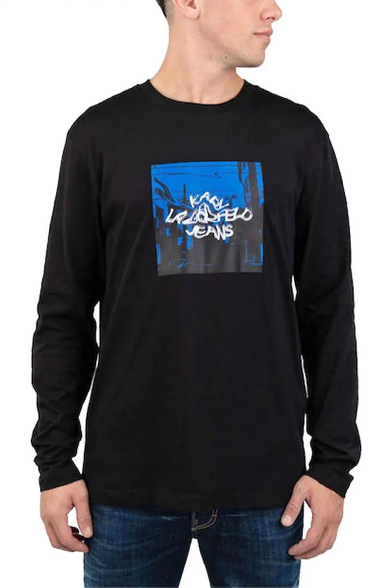 KARL LAGERFELD JEANS T-SHIRT REGULAR LSLV LANDSCAPE TEE ΜΑΥΡΟ