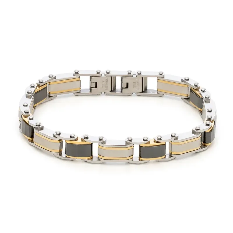Τρίχρωμο ανδρικό ατσάλινο βραχιόλι Visetti 61C-BR401SBG 61C-BR401SBG Ατσάλι