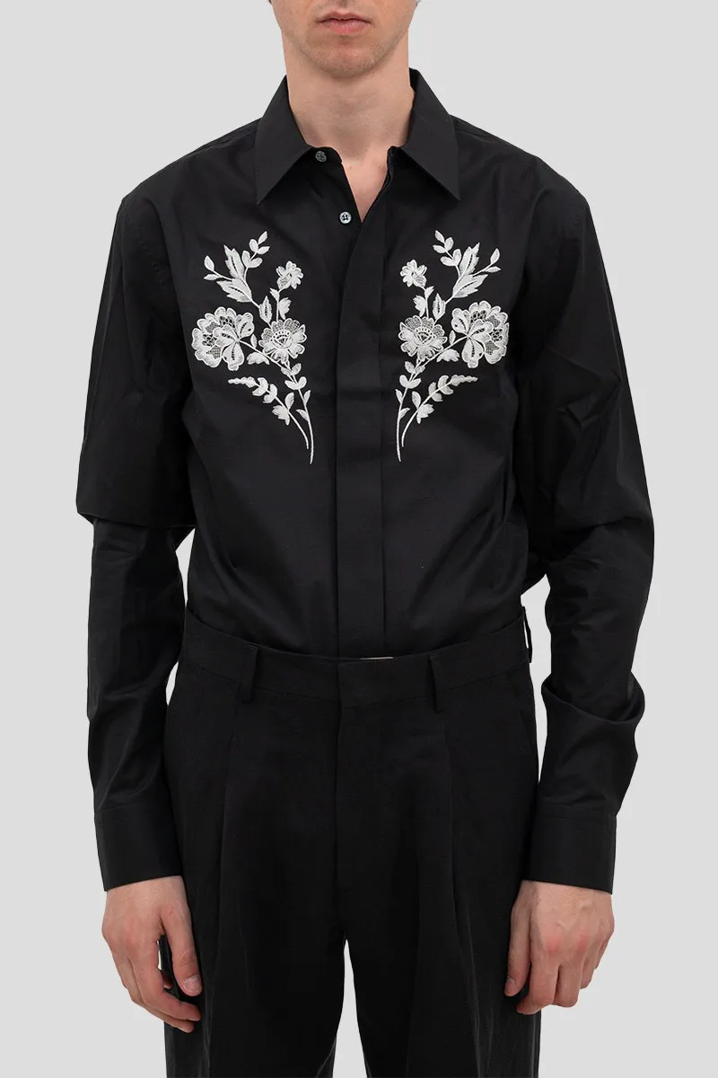 ALEXANDER MCQUEEN Ανδρικό Μαύρο Men's Shirt Black With Flowers